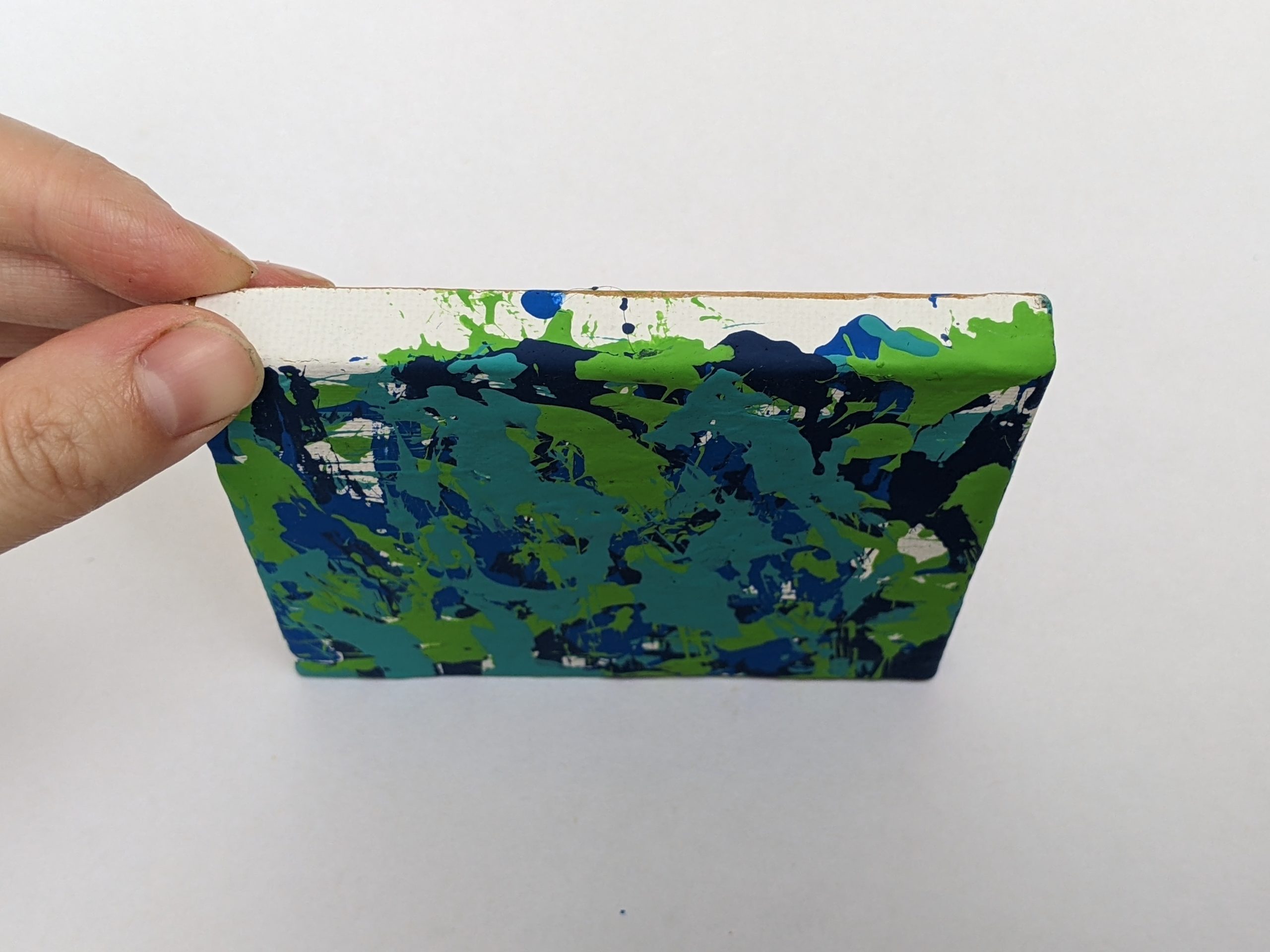 Ready to Ship 4x4 Blue, Navy, Teal, Green Guinea Pig Painting by Skittles - Image 5