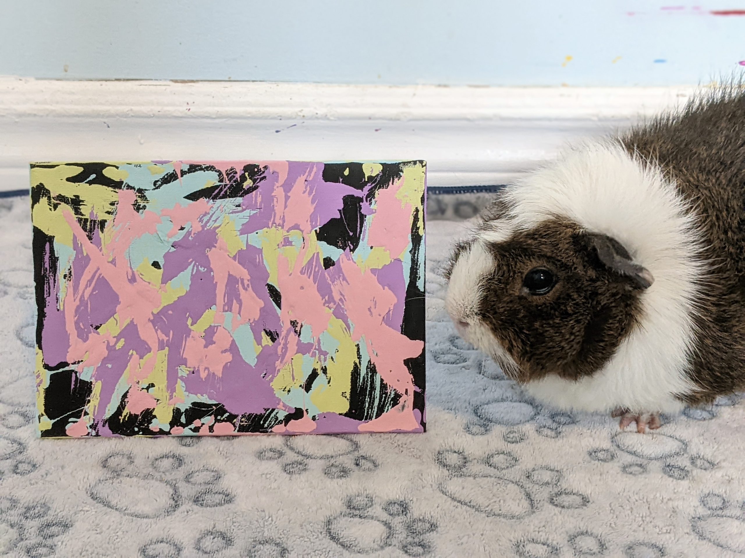 Ready to Ship 5x7 Pastel Guinea Pig Painting by Callie